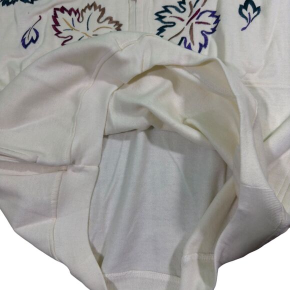 Chinawear by Morsly Sweatshirt Womens XL Ivory Embroidered Half-Zip Mock Neck - Picture 8 of 10